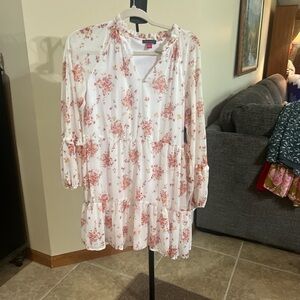Vince Camuto White Mini Dress with Pink Floral Print